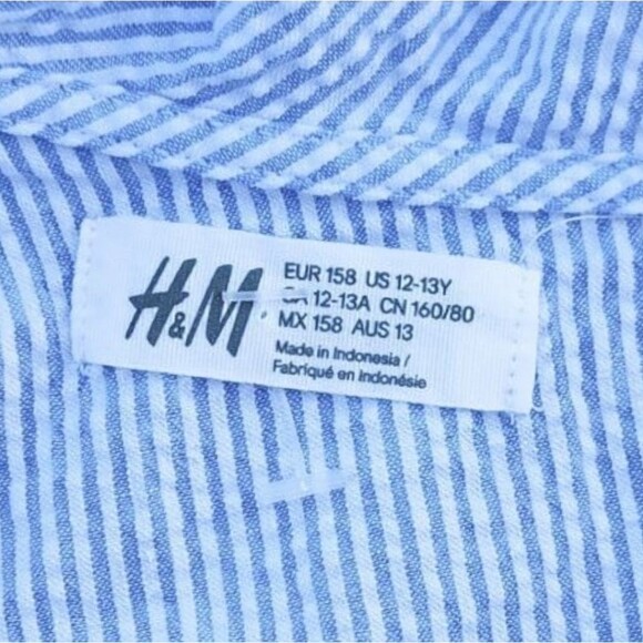 H&M Girls One-Shoulder Ruffle Tops light Blue White Stripes Size 12 (12-13 Years - Picture 3 of 9